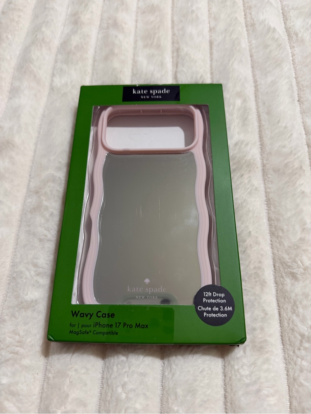 kate spade Wavy Clear iPhone Case with Pink Trim mirror